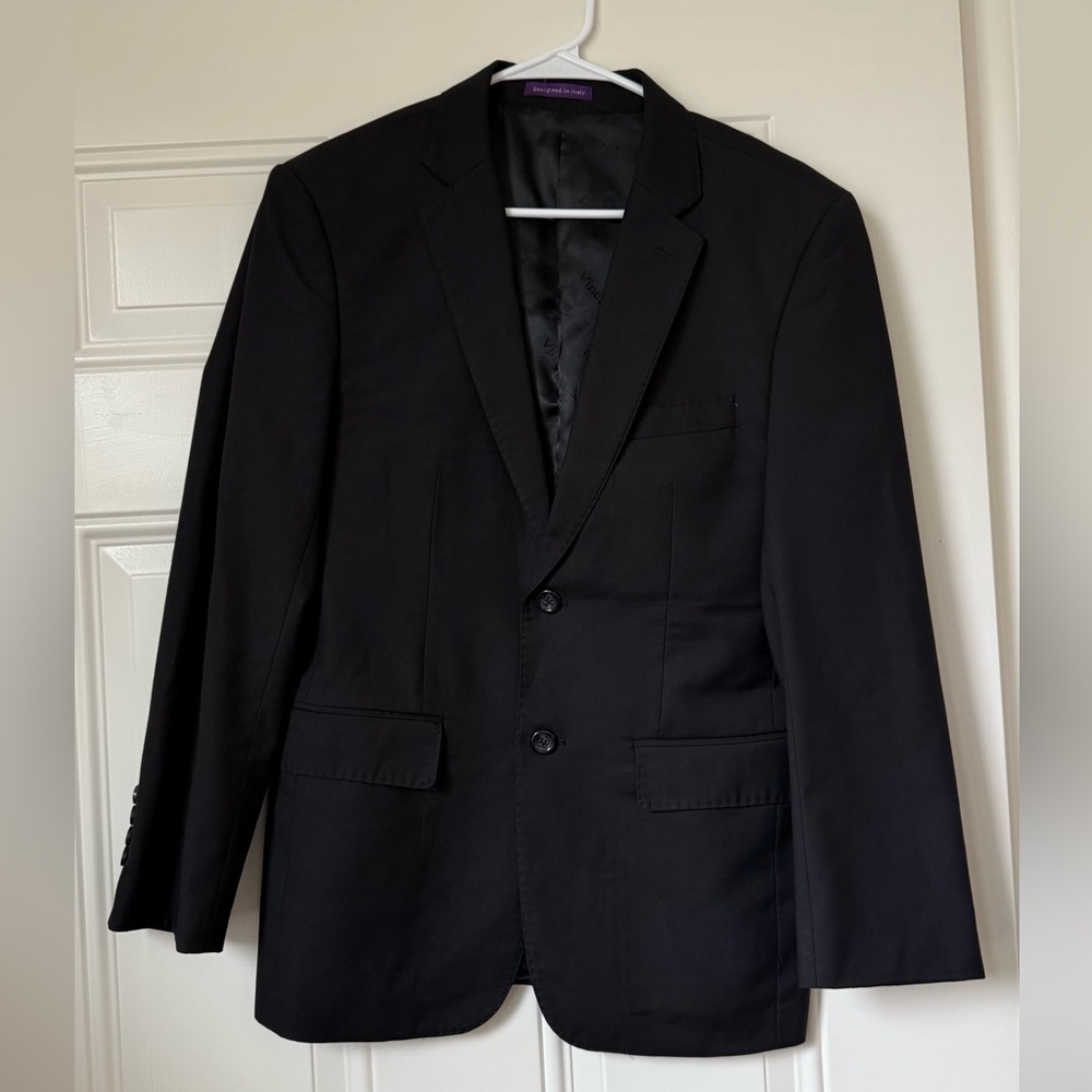 Vinci Design in Italy Men’s Black Two-Button Blazer – Classic Fit